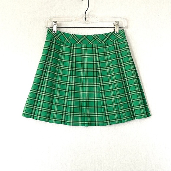 Aritzia Sunday Best Olive Micro Pleated Skirt in Green Plaid - Picture 2 of 6